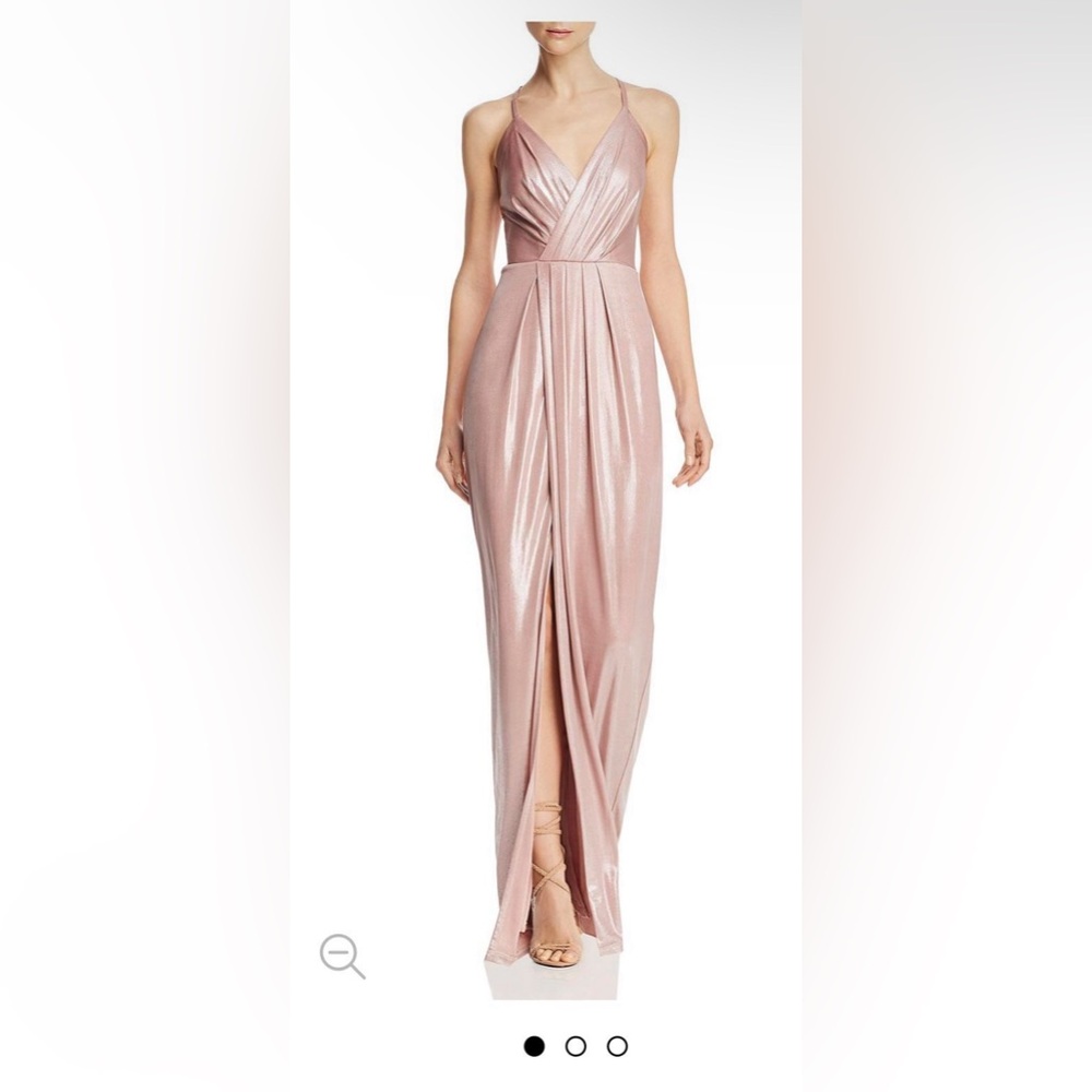 NWT Laundry by Shelli Segal rose gold metallic dress with slit, size 6